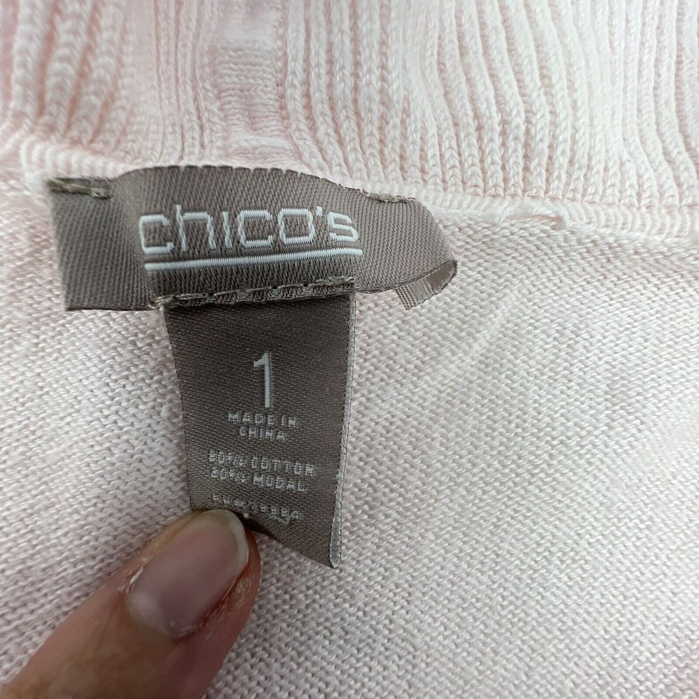 Chicos Pink Ruffle Cardigan Size 1/small - Picture 3 of 3